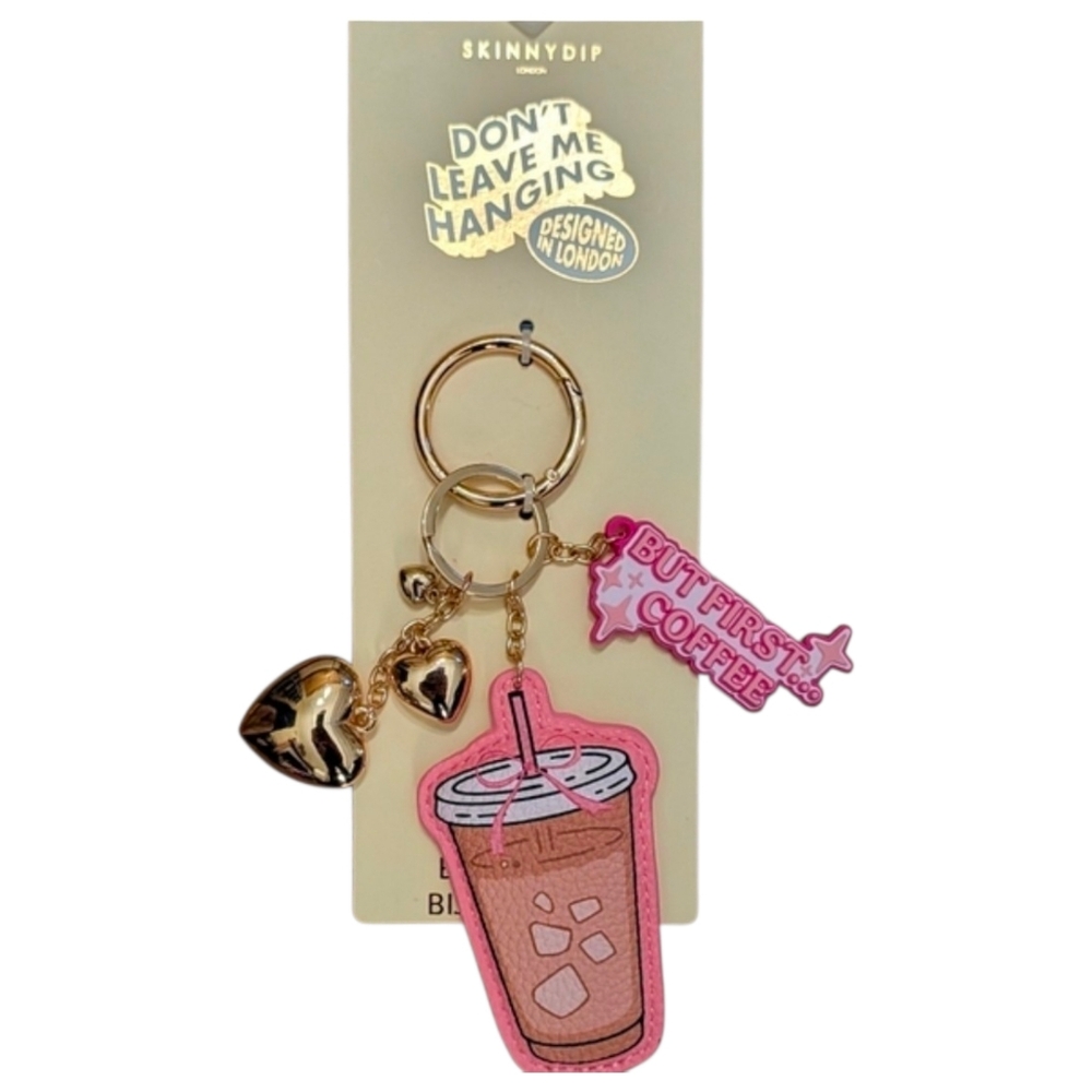 💕▪️Skinnydip▪️ Coffee Keychain  Or Bag Charm with Gold Accents
